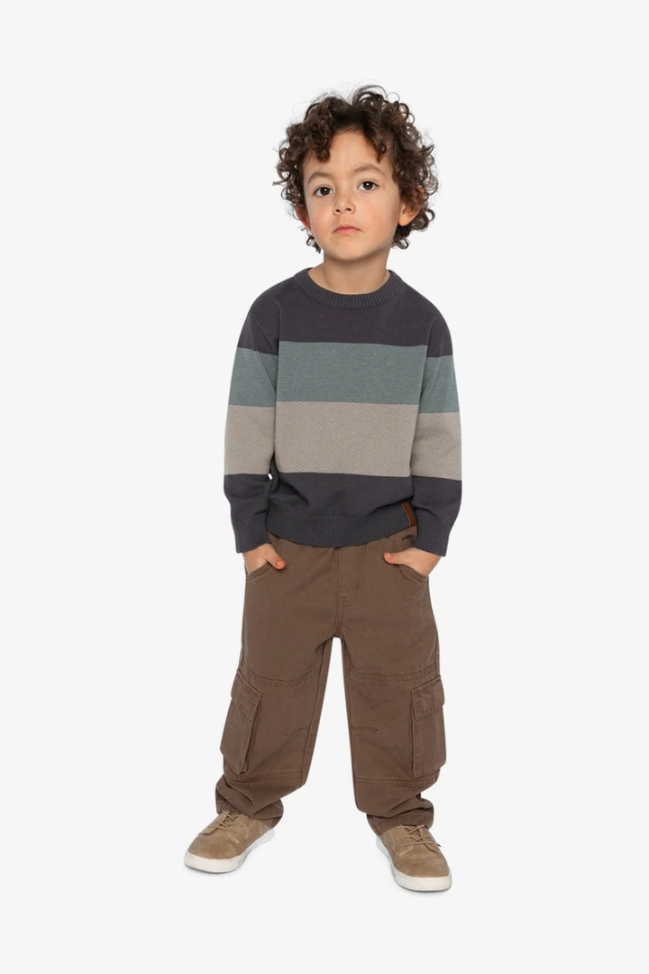 Deux Par Deux Knit Sweater Black And Beige