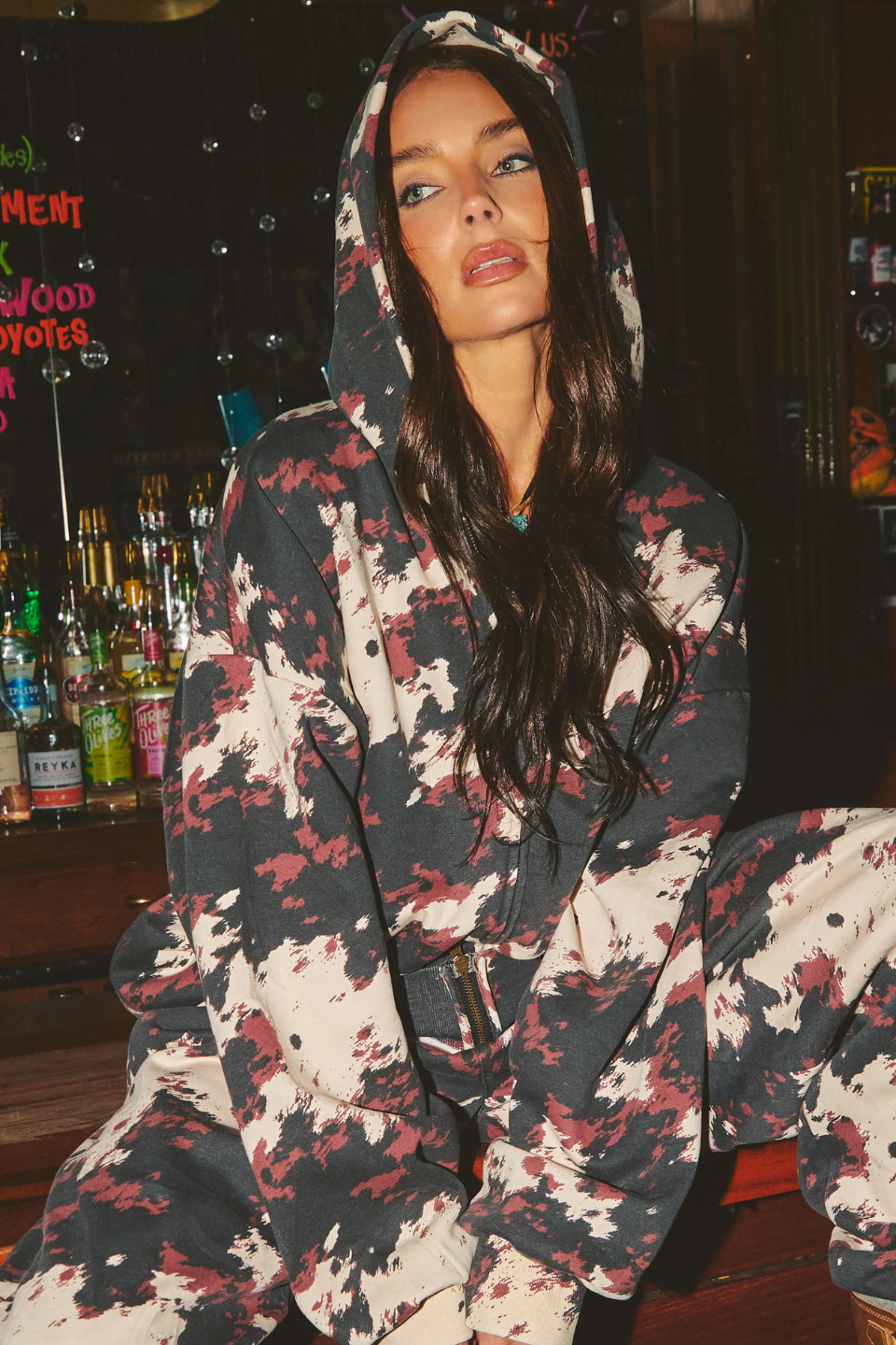 SABBI THE COW PRINT SABBI RANCH ZIP HOODIE SABBI