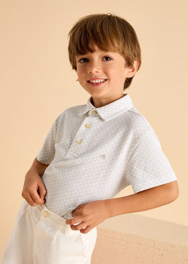 Geometric print polo shirt