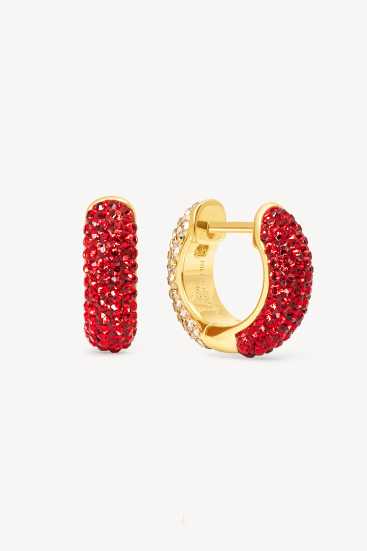 Red Velvet and Soft Gold Sparkle Reversible Hoop Earrings