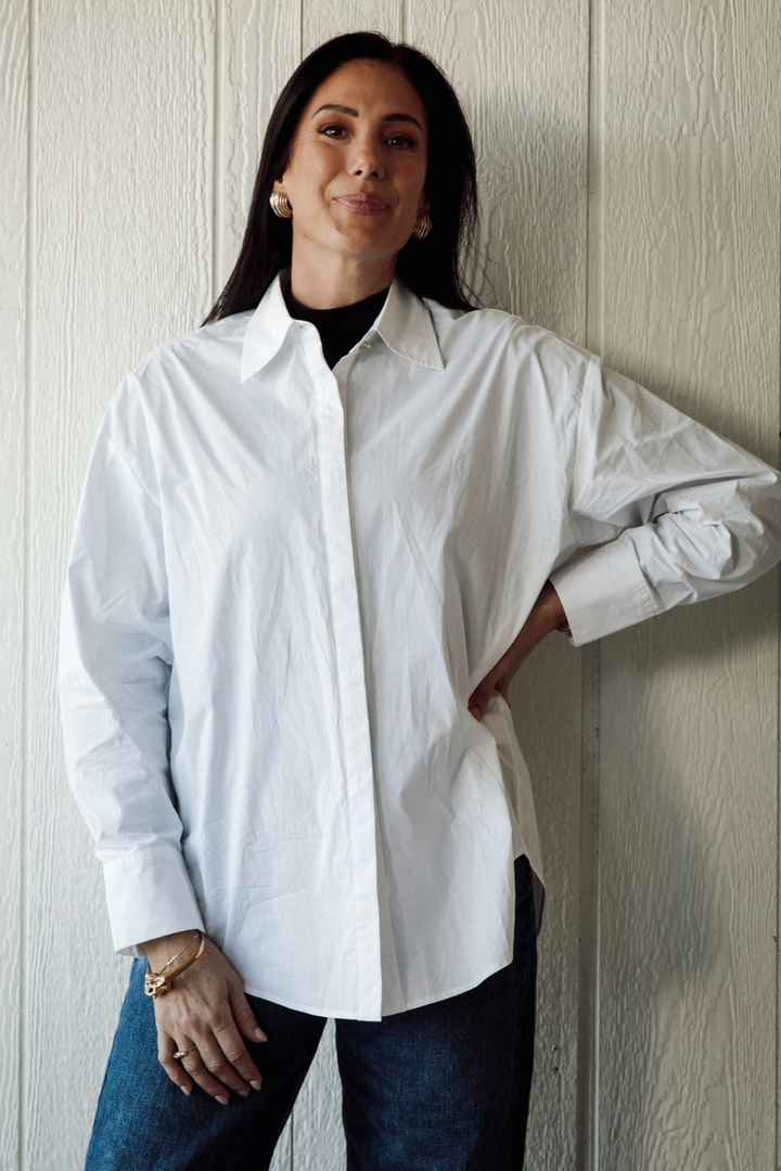 Poplin Bow Button Up Shirt