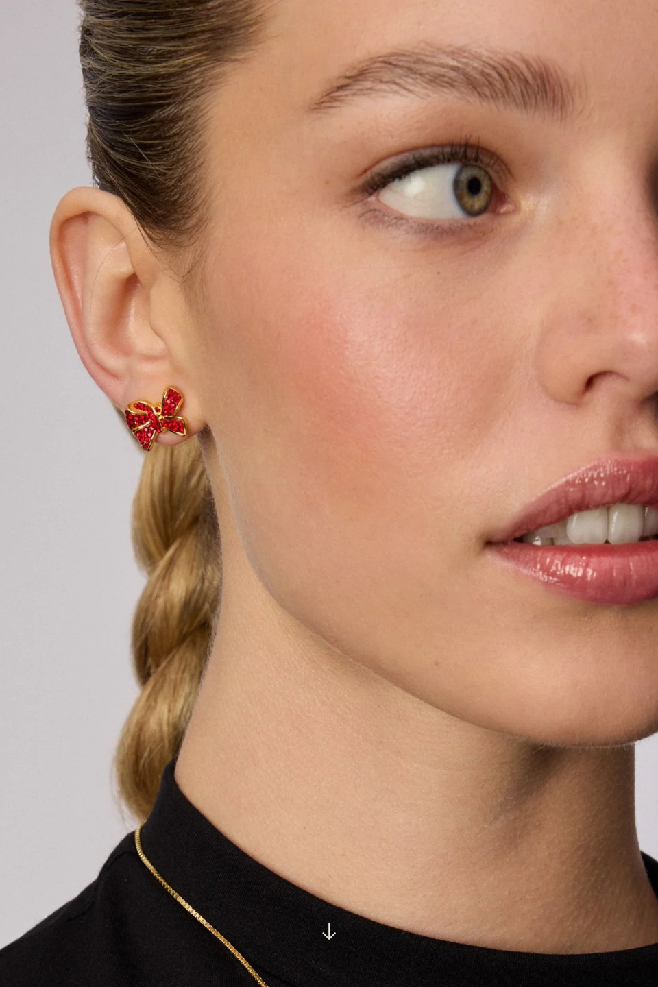 Red Velvet Sparkle Bow Stud Earrings