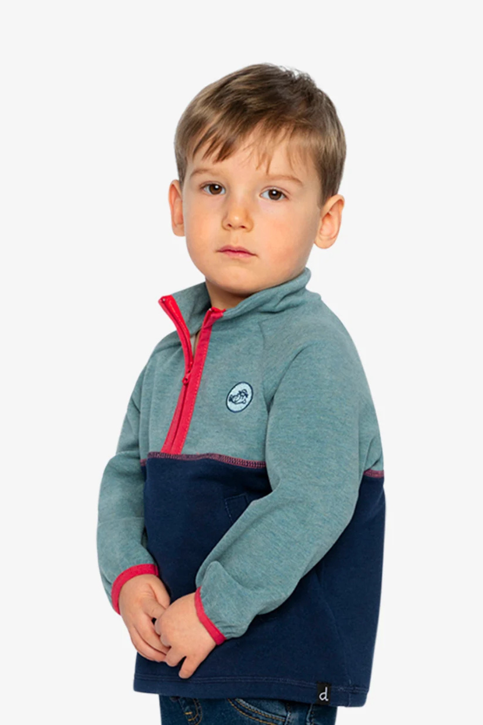 Deux Par Deux Zip Mock Neck Top