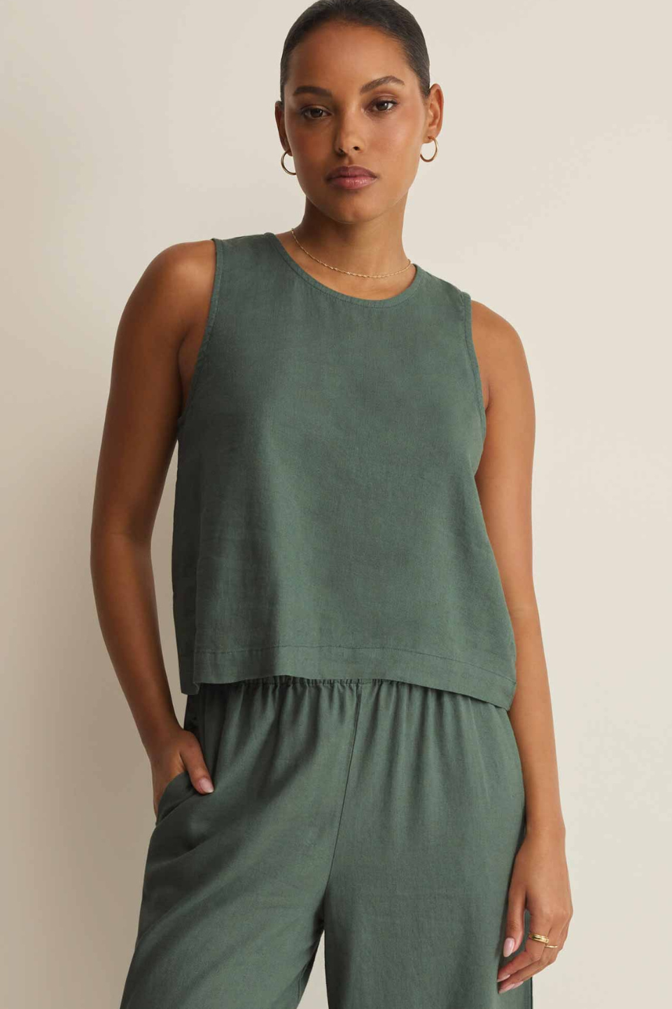 Z Supply Sloane Linen Cropped Tank Z SUPPLY