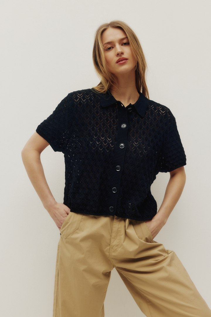 Monica Beach Knit Button Up - Hot Peppers Clothing