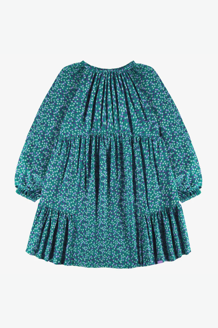 Turquoise dress with floral pattern