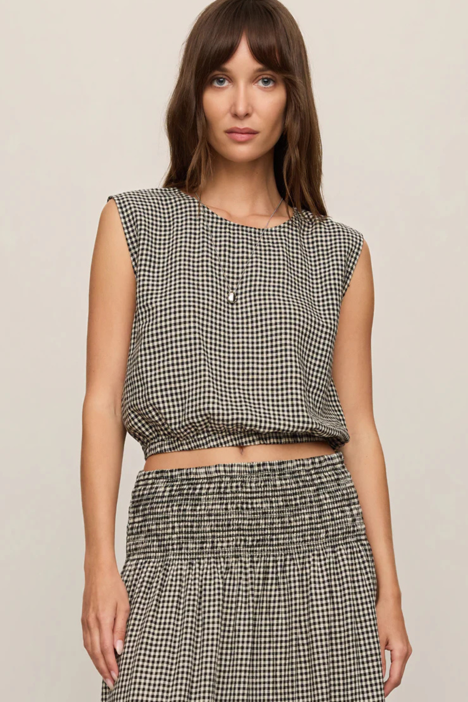 Z Supply Merit Cropped Gingham Linen Top