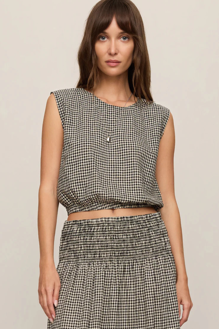 Z Supply Merit Cropped Gingham Linen Top