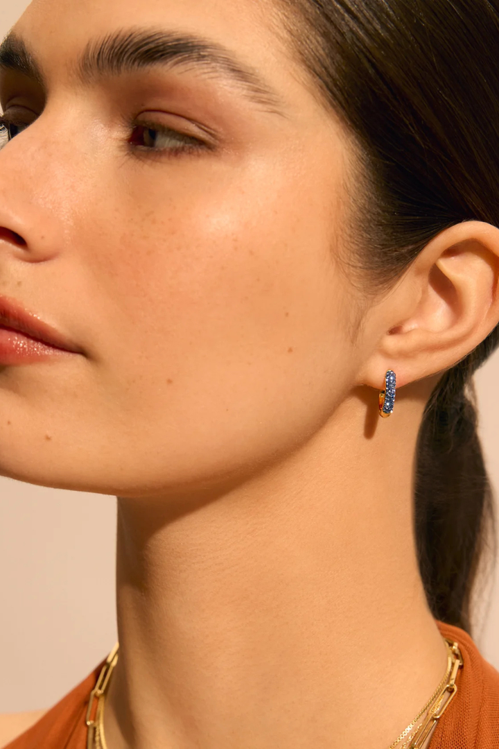 HILLBERG &amp; BERK Capri Blue Always On Sparkle Hoop Earrings HILLBERG &amp; BERK