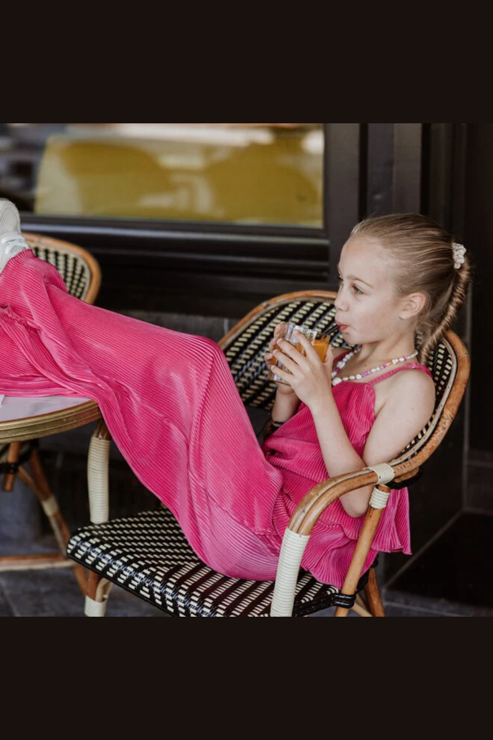 No Way Monday girls' co-ord set fuchsia top wide leg trousers - Hot Peppers Clothing