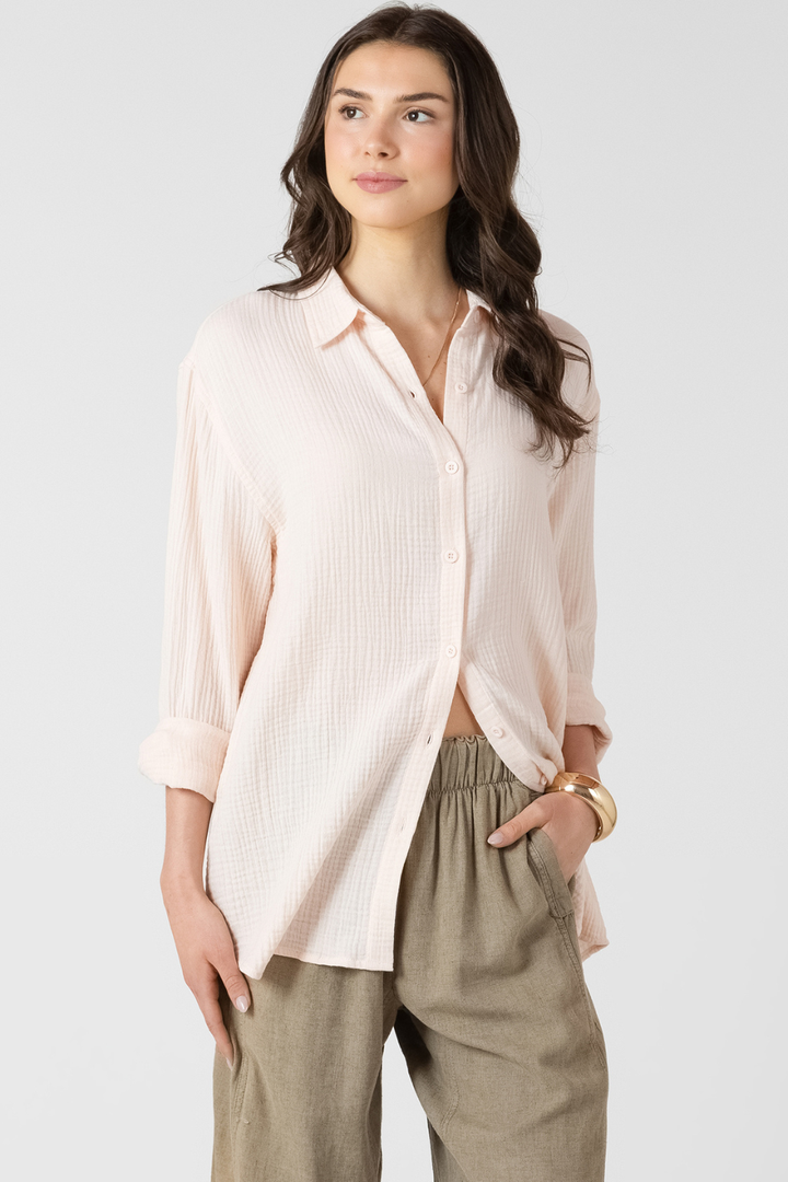 Polly Textured Button-Front Blouse
