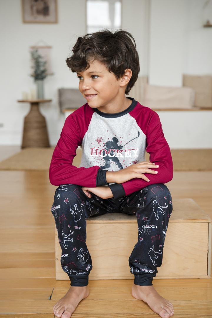 MID Kids Boys Hockey Graphic 2-Piece Pajama Set