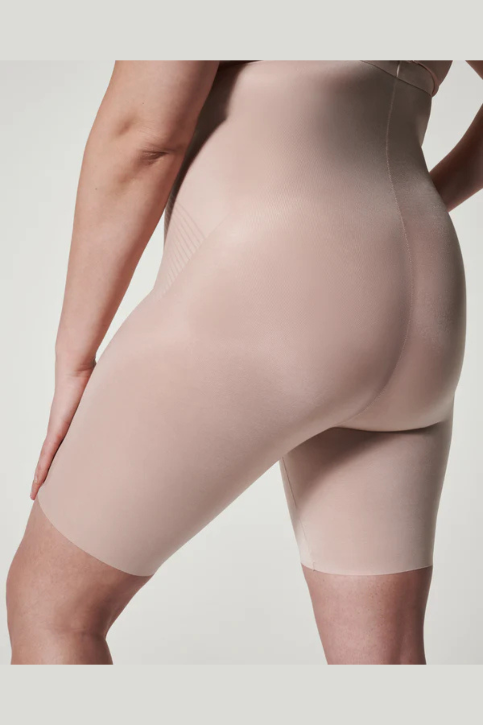 High-Waisted Mid-Thigh Short in Champagne Beige
