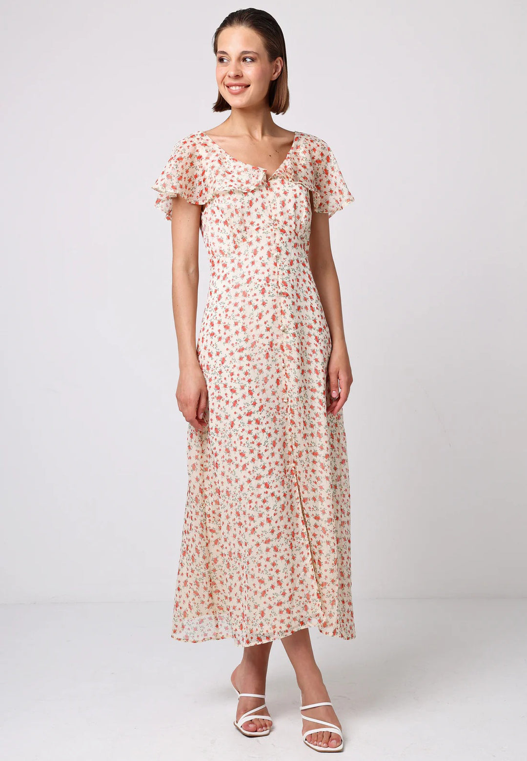 Flutter Sleeve Button Dress
