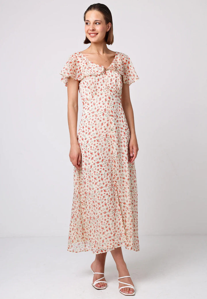 Flutter Sleeve Button Dress