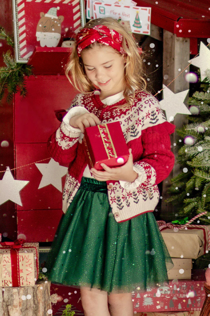 Green skirt in sequin