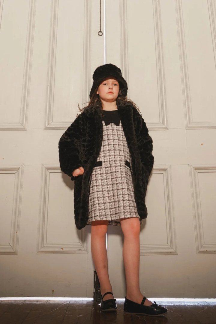 Deux Par Deux Faux Fur Long Coat Black