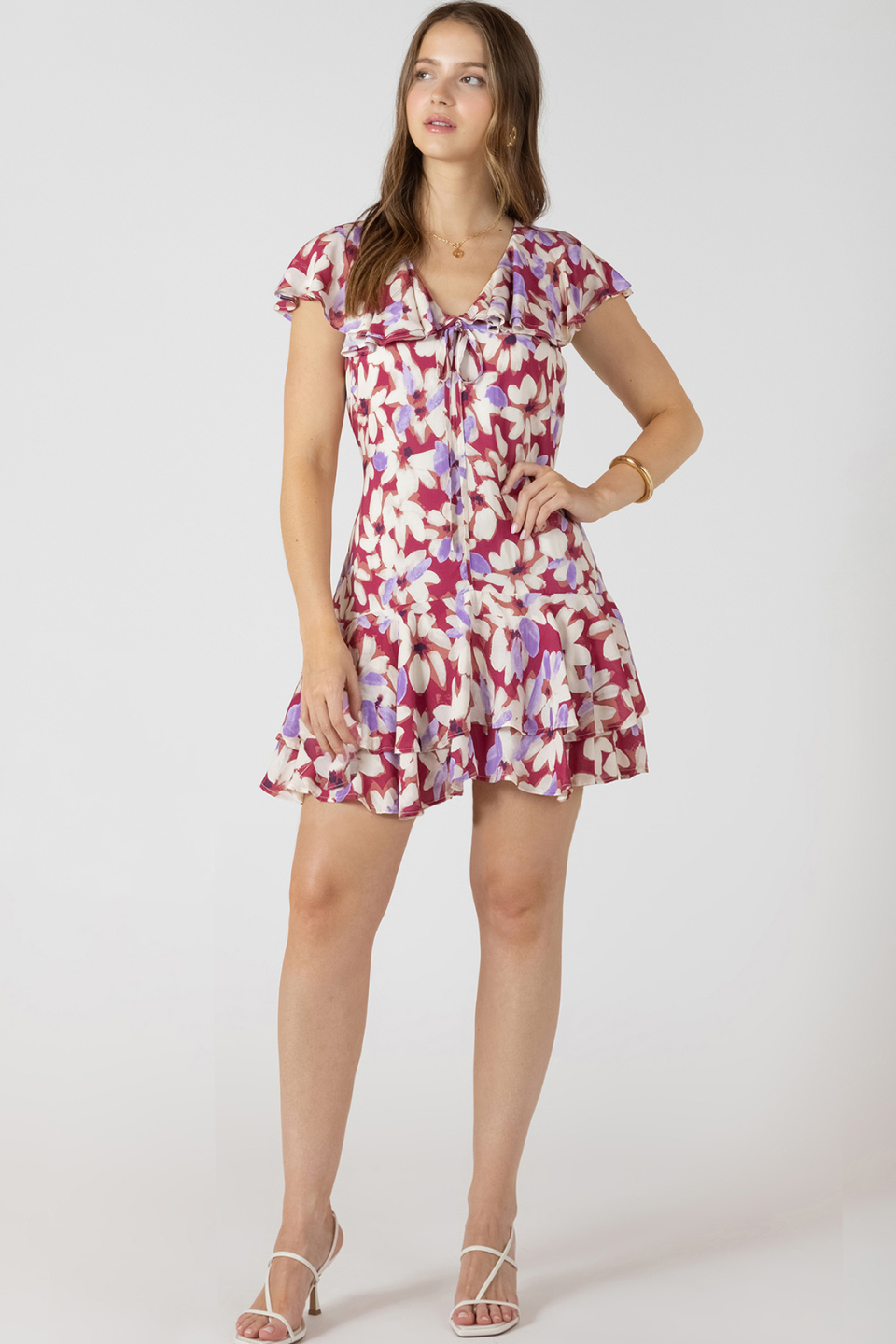 Dex Violetta Ruffled Flounce Hem Mini Dress - Hot Peppers Clothing