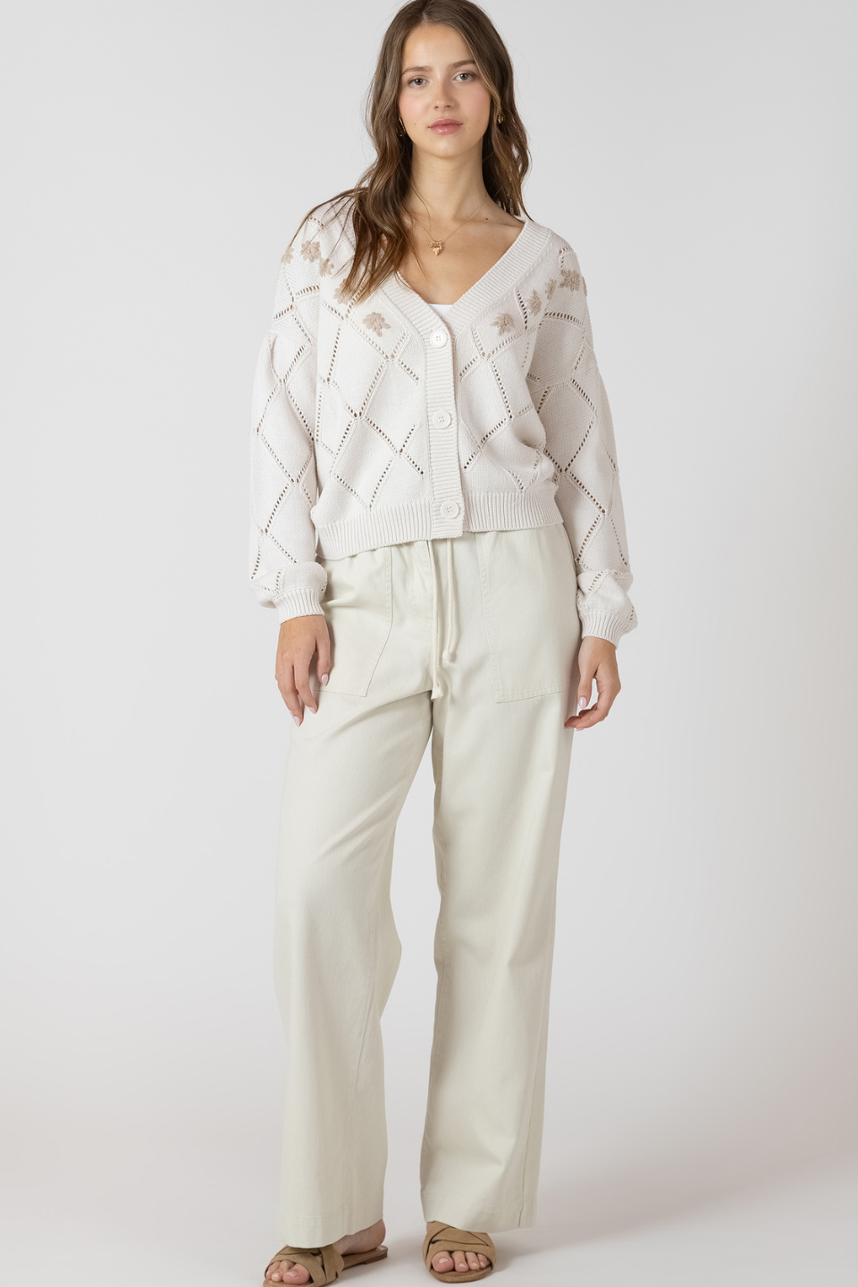 Ellie Embroidered Pointelle Cardigan