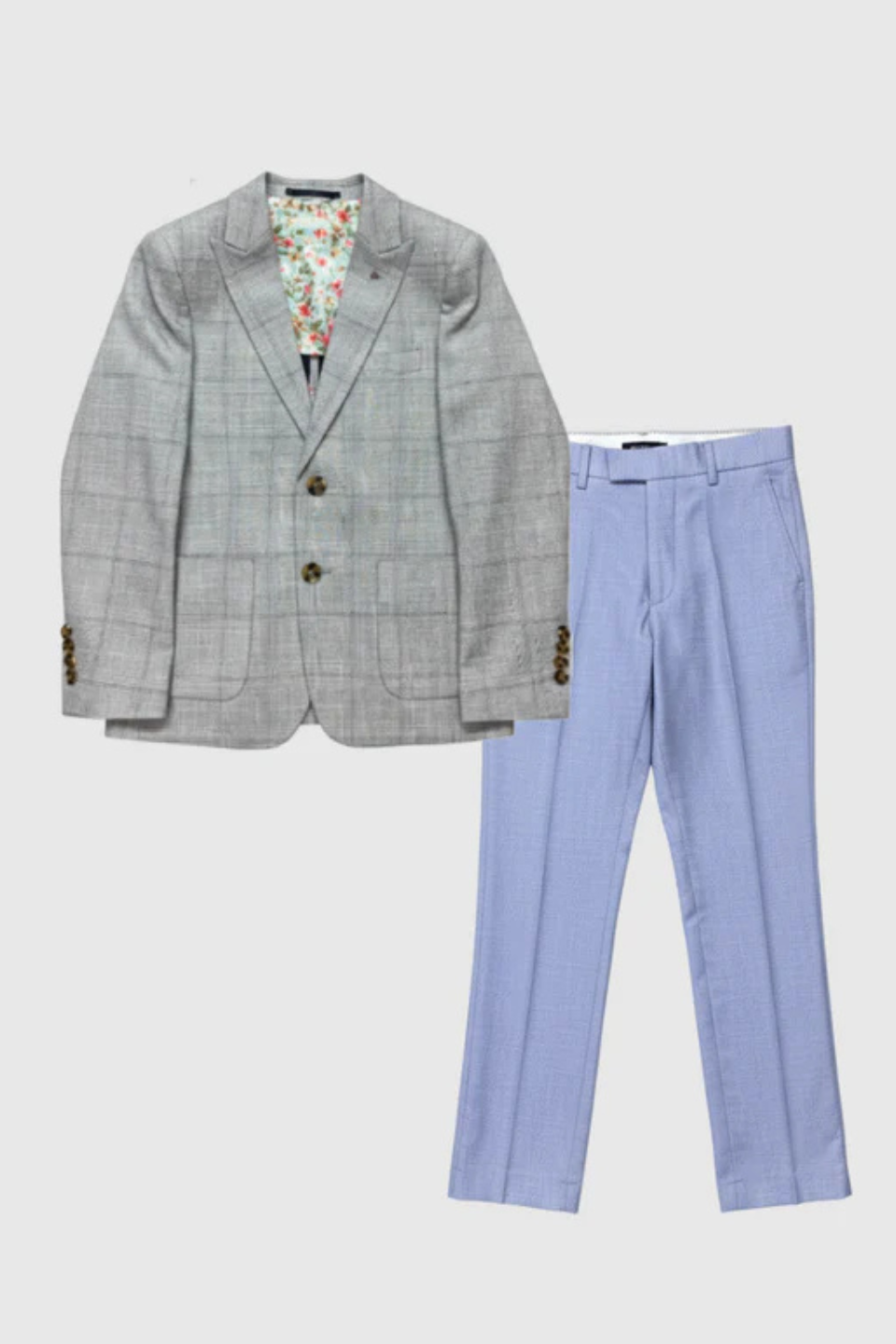 ANXY Gray Plaid 2‑Piece Suit with Contrast Pants - Hot Peppers Clothing