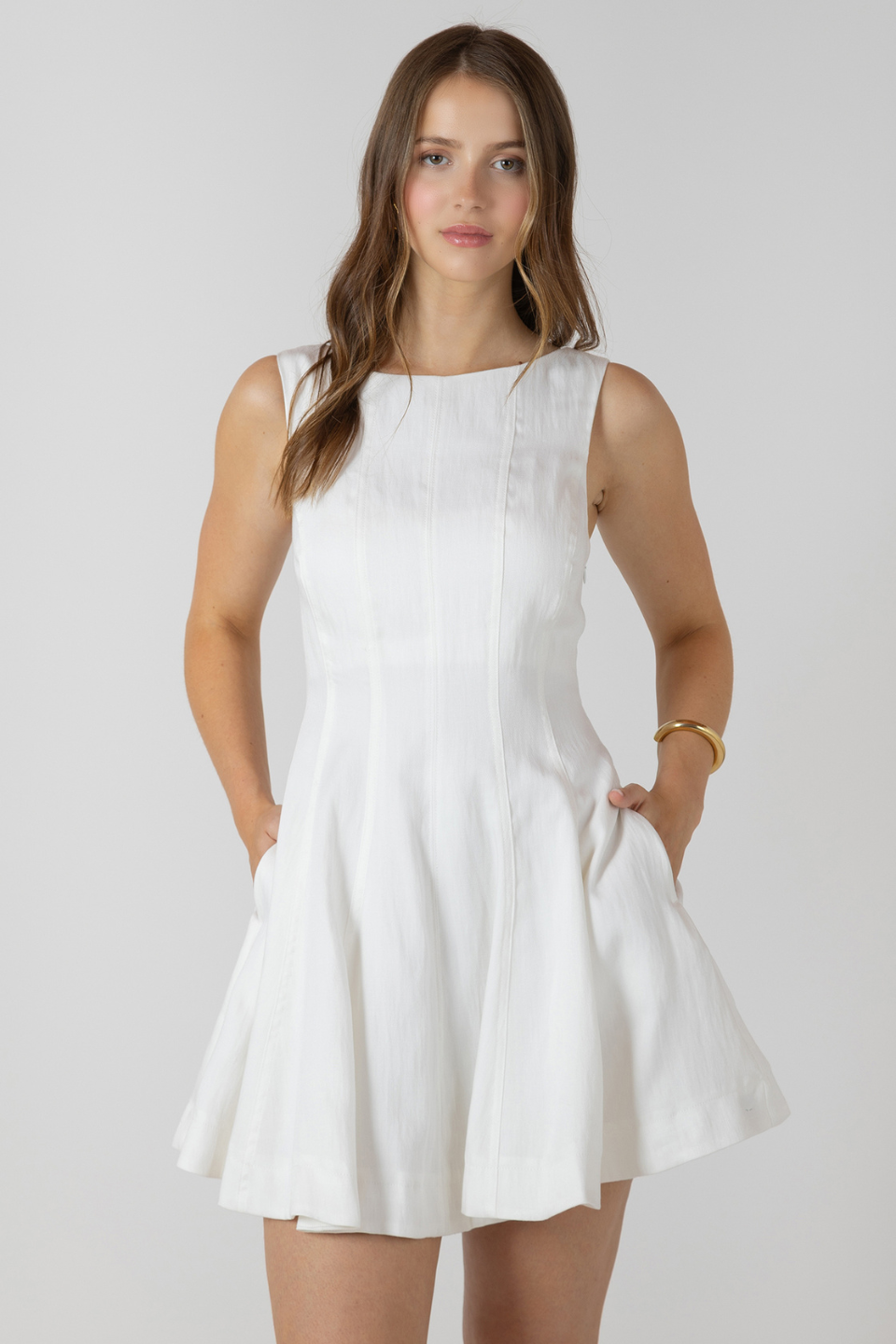 Dex Bardot Fit &amp; Flare Panelled Mini Dress - Hot Peppers Clothing