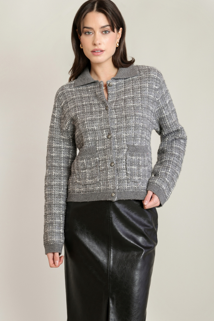 Black Tape Maren Tweed Knit Cardigan