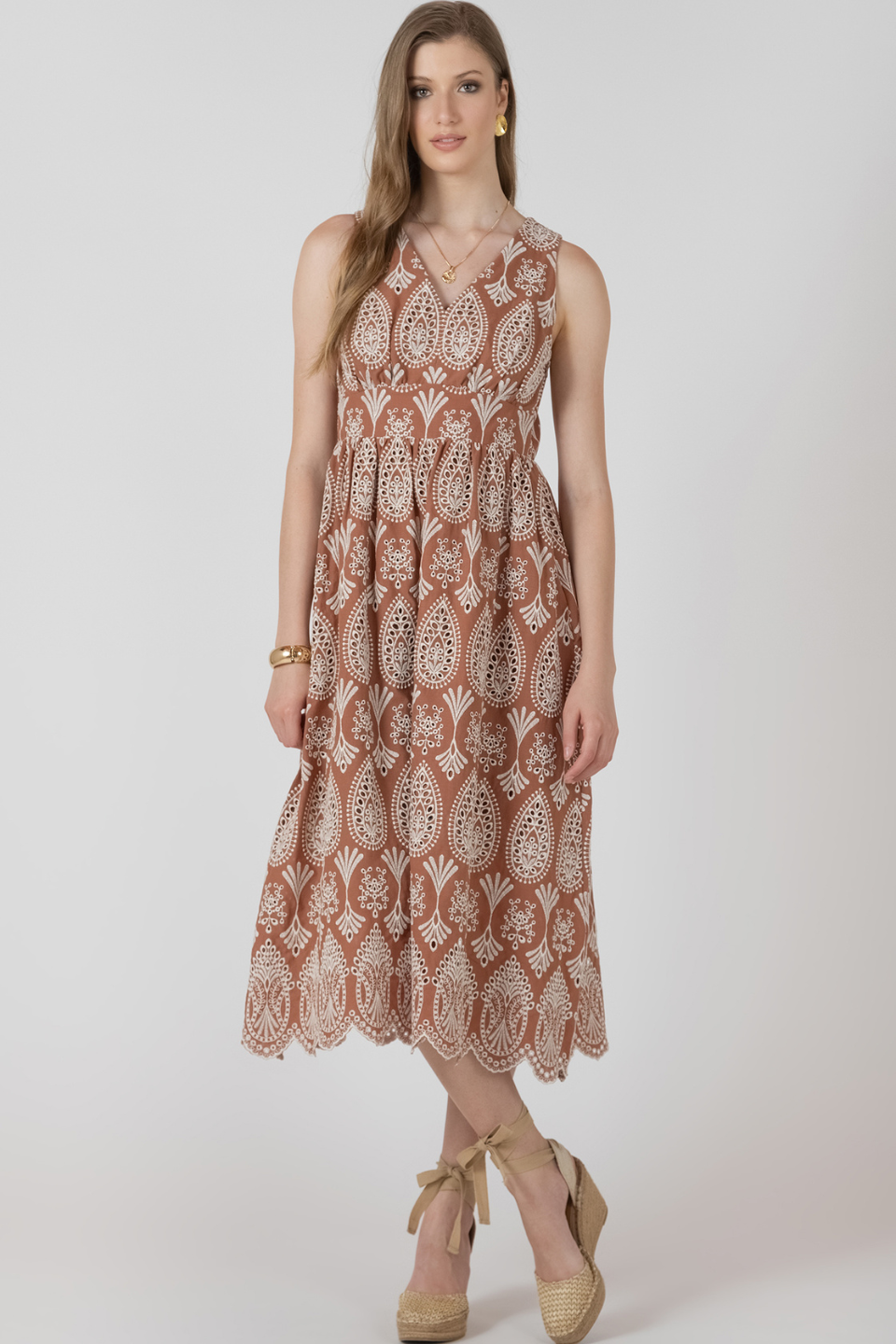 Black Tape Maren V-Neck Eyelet Dress - Hot Peppers Clothing