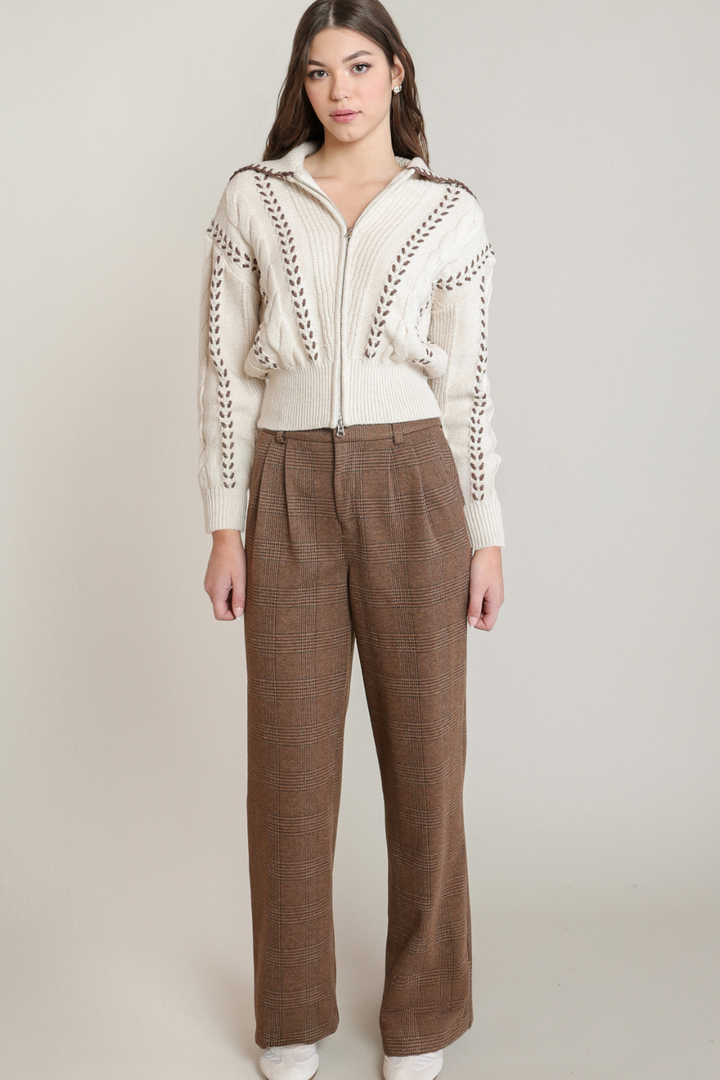 Dex Winnie Cable Zip-Up Cardigan