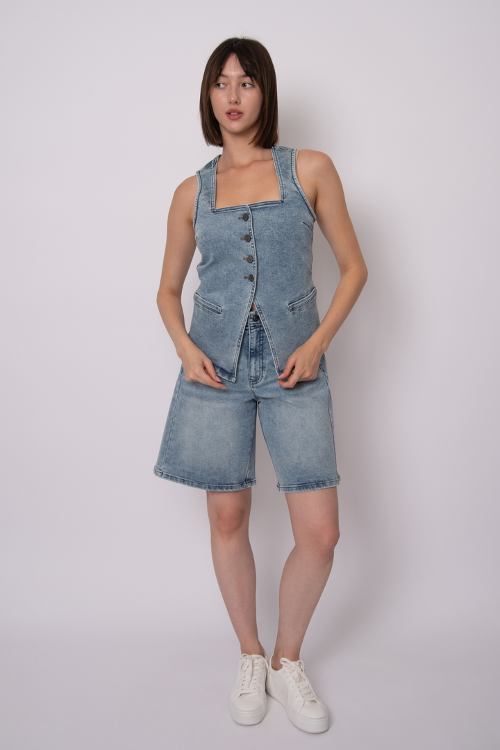 Rd Style Vesta Stretch Denim Button Up Vest Rd Style