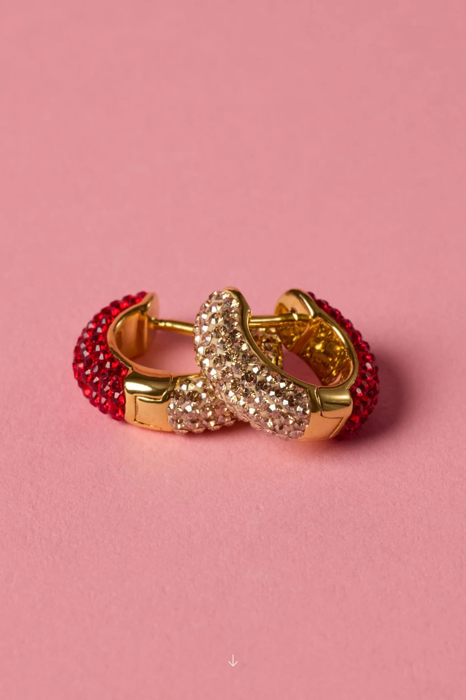 Red Velvet and Soft Gold Sparkle Reversible Hoop Earrings