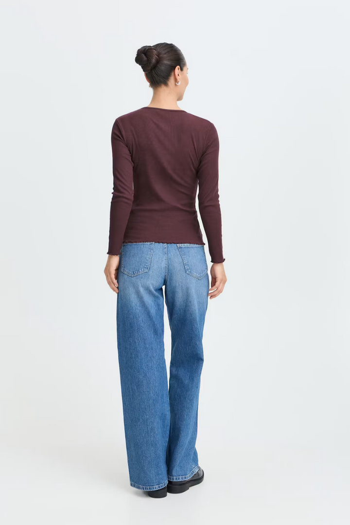b.young Tone Ribbed Long-Sleeve Top
