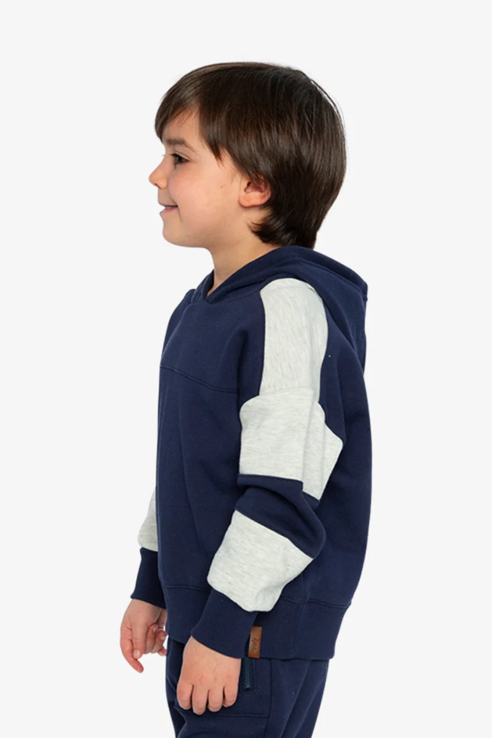 Deux Par Deux Hooded Striped Fleece Cardigan