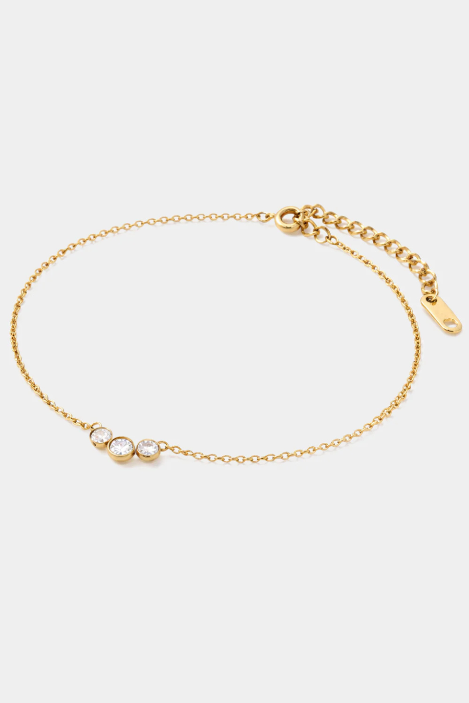 Bizou Gold Stainless Steel Trio Cubic Zirconia Bracelet