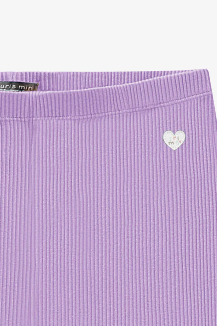 Purple ribbed knit leggings