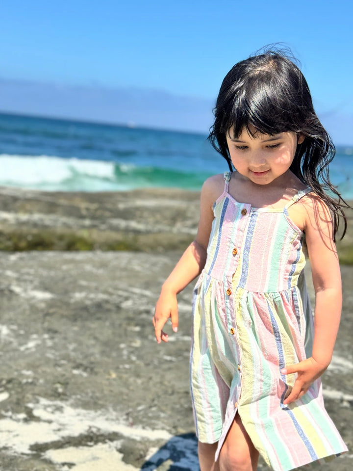 Brooklyn Dress in Aqua Pink Stripe