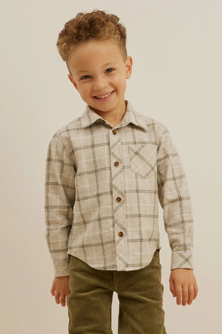 Light Grey Plaid Flannel Shirt