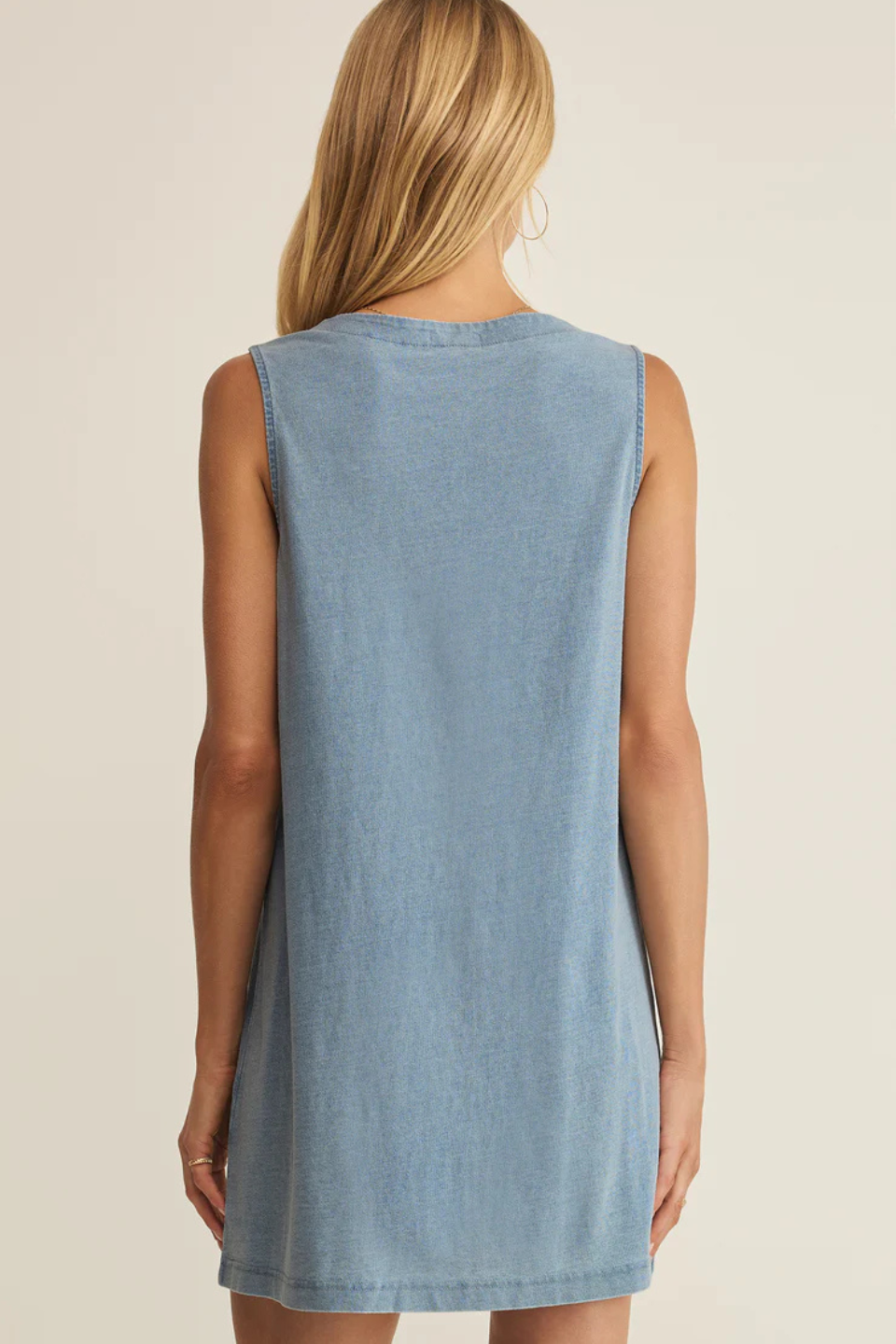 Z Supply Solace Jersey Denim Mini Dress Z SUPPLY