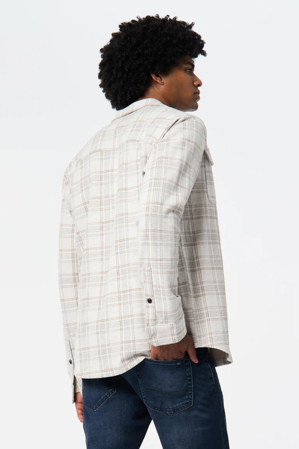 Samme Plaid Blanket Shirt in Milk