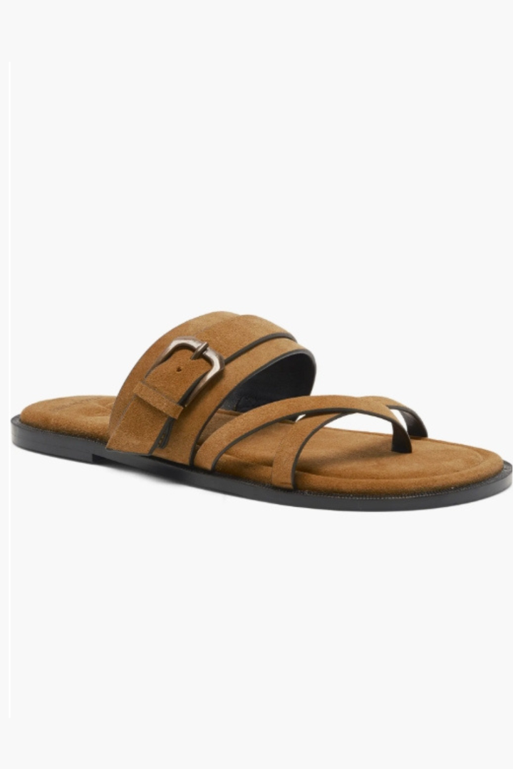 Belted Cross Strap Slide Sandal