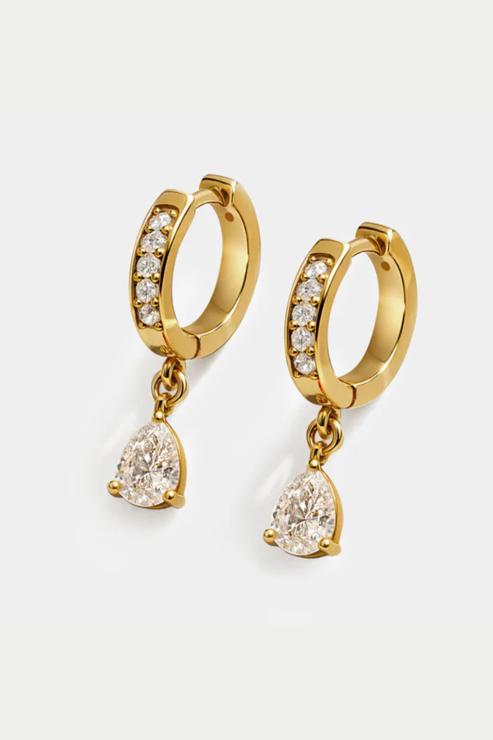 Mini gold huggie earrings in stainless steel & cubic zirconia - Hot Peppers Clothing