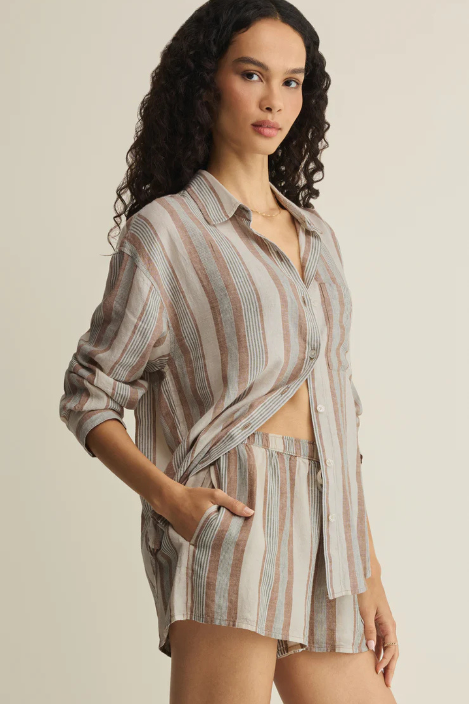 Z Supply The Perfect Striped Linen Button Up Z SUPPLY
