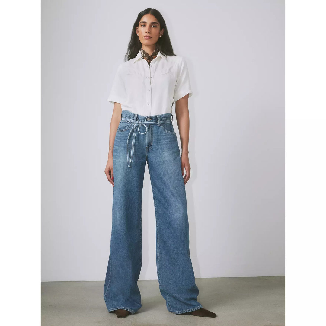 Xl Baggy Straight Linen+ Denim Jeans
