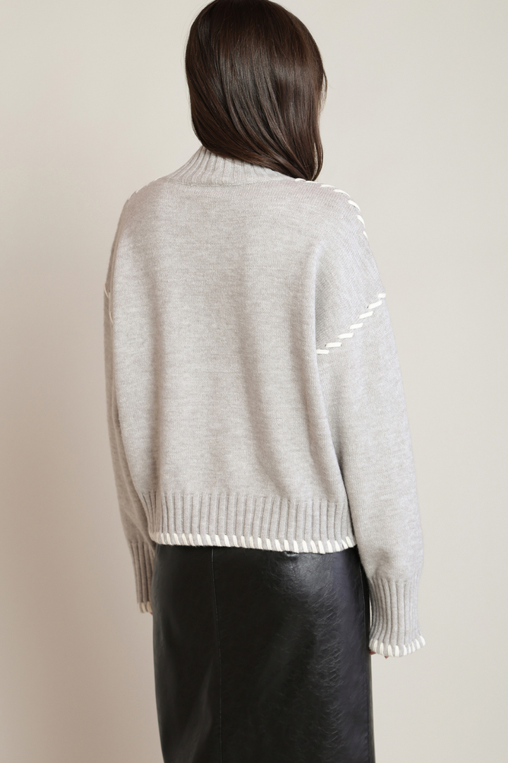 Black Tape Estelle Contrast-Stitch Turtleneck Sweater