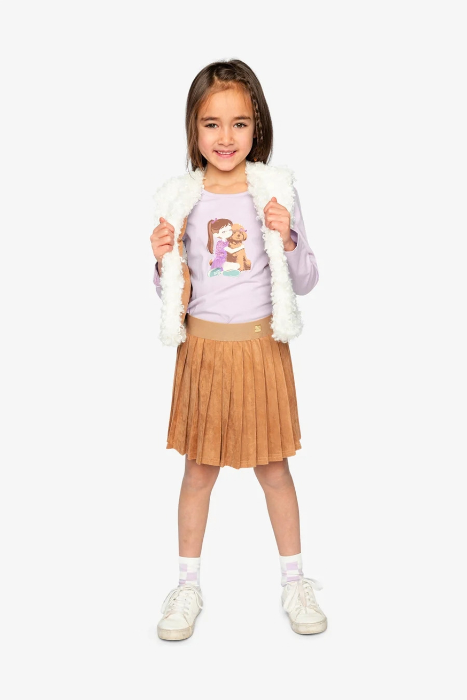 Deux Par Deux Pleated Skirt Brown