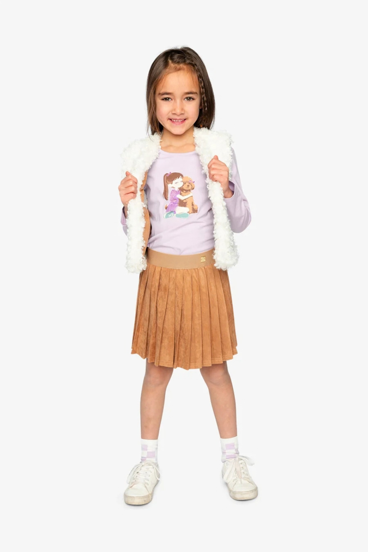 Deux Par Deux Pleated Skirt Brown