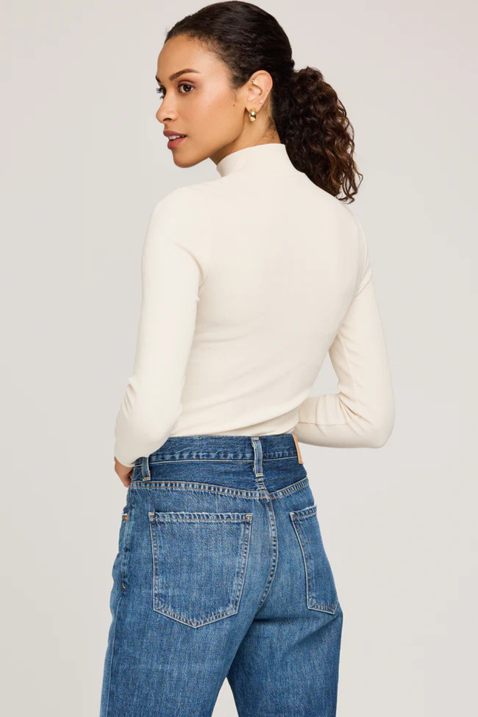 Wren Mockneck Top in Ecru
