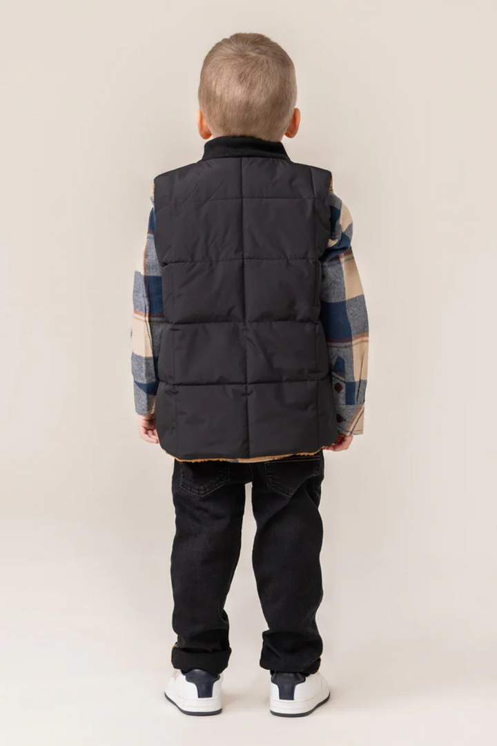 Black Reversible Quilted Vest