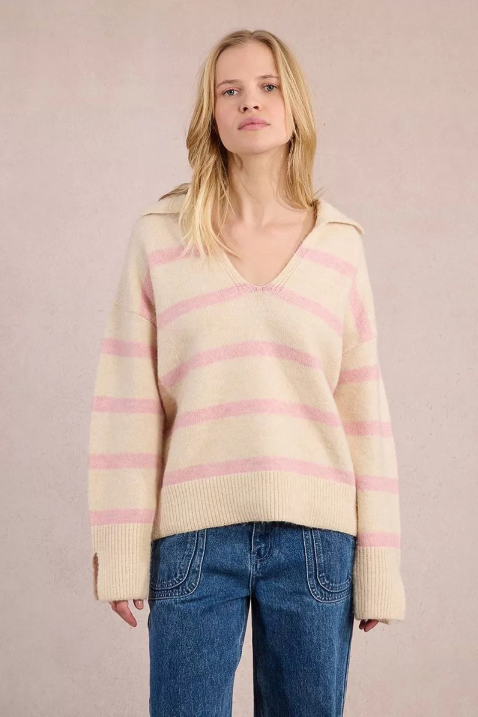 Striped polo sweater