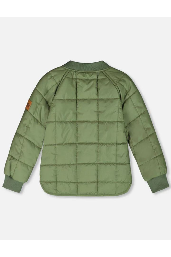 Khaki mid-season quilted jacket
