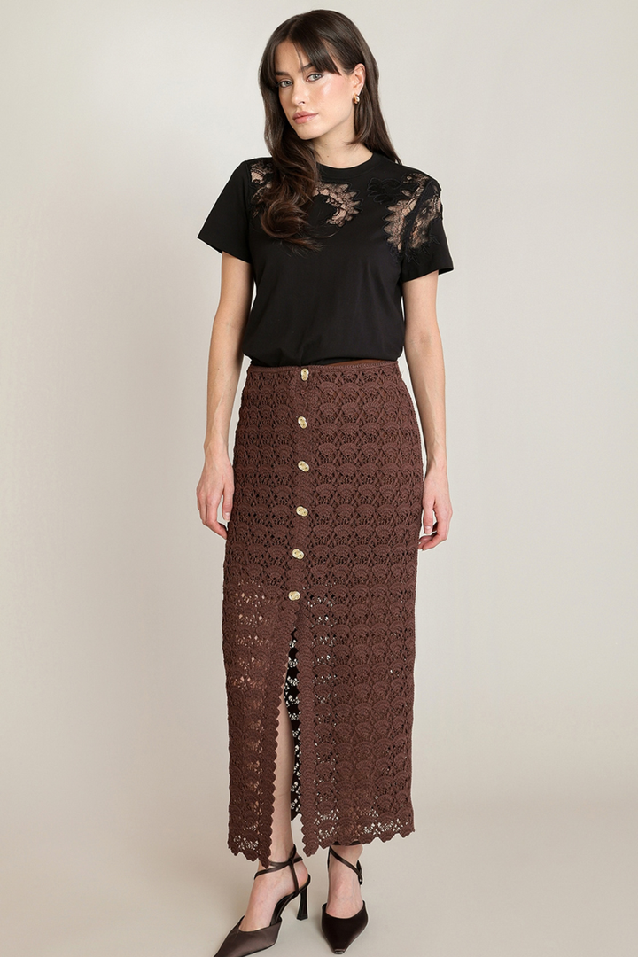 Black Tape Veda Lace Embroidery Tee